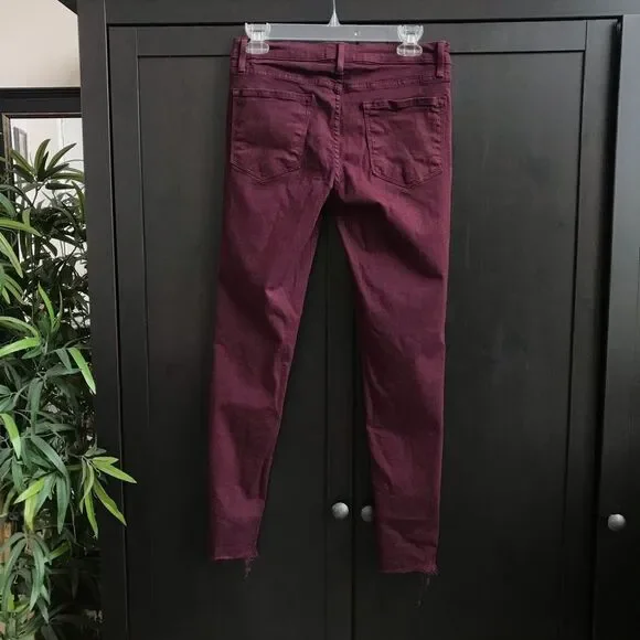 Frame Burgundy Le Skinny de Jeanne Raw Edge Jeans Size 29 - Picture 4 of 8